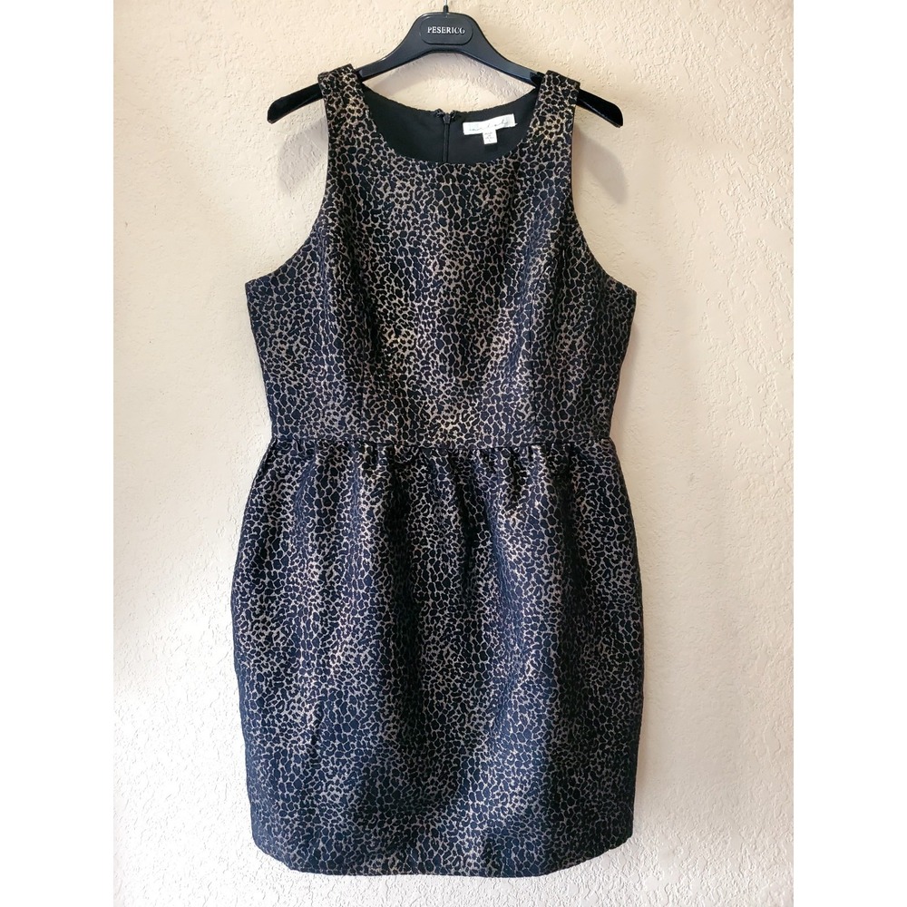 Arloh ● Shimmer Leopard Jacquard Sleeveless Fit & Flare Dress ● Large